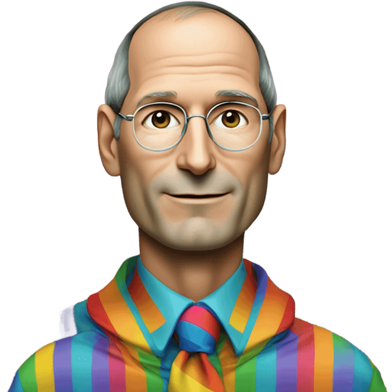 steve jobs wearing a rainbow suit emoji