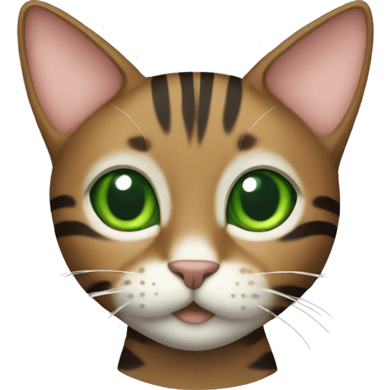 Full body striped brown cat with green eyes emoji