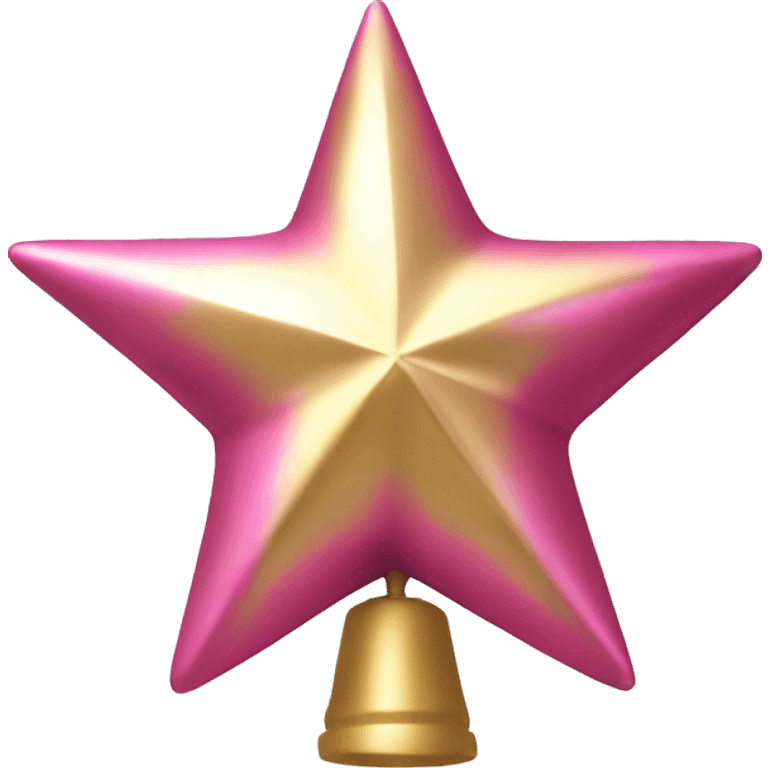 Realistic isolated gold and pink metallic star christmas tree topper. emoji