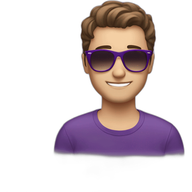 young brown hair not well shaved white men purple party wearing ray-ban emoji