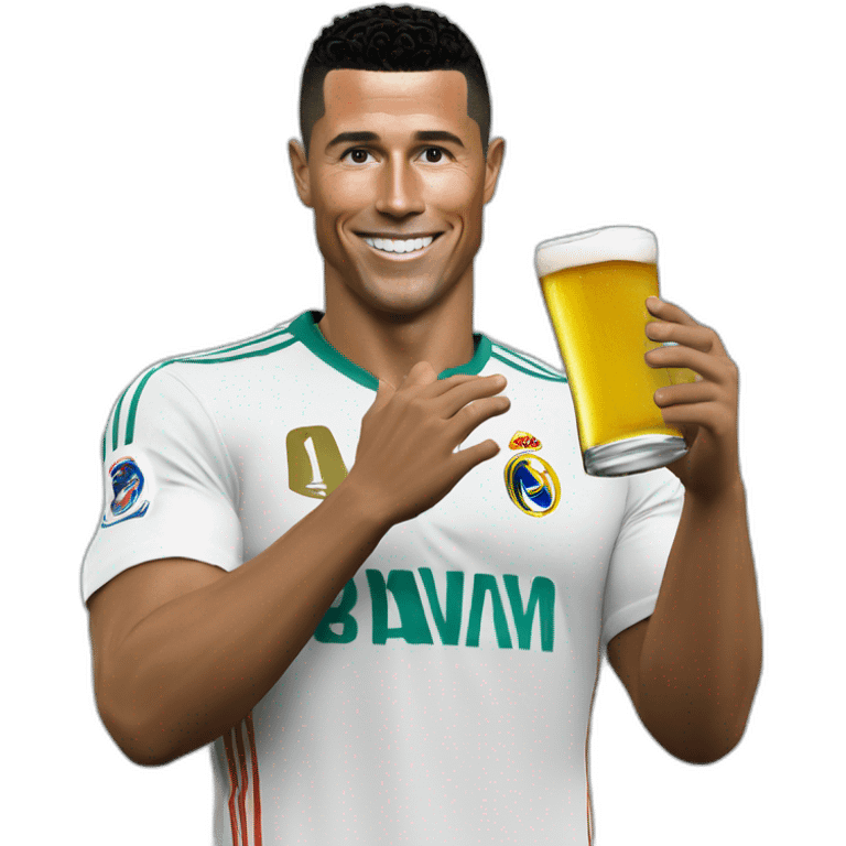 Homère bois une bière avec Ronaldo Nazario emoji