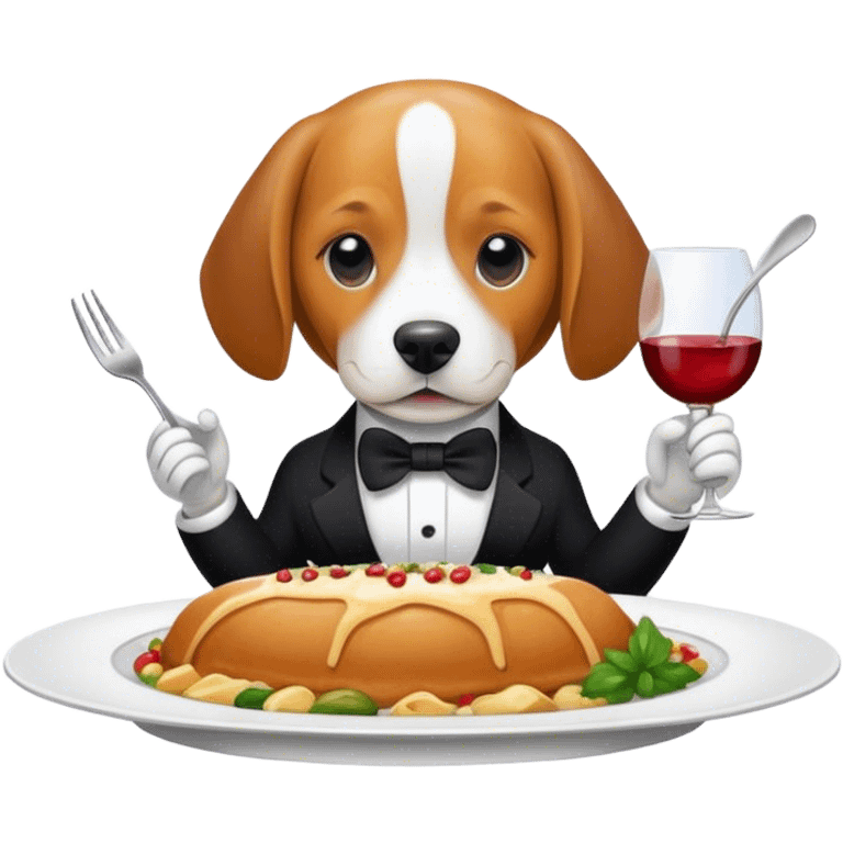 Beagle having a luxurious dinner emoji