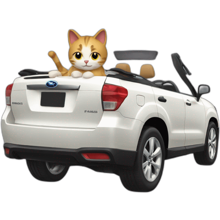 cat driving subaru forester convertible emoji