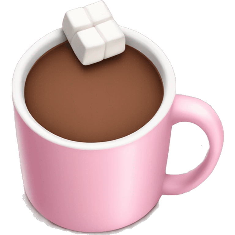 Light Pink mug of hot chocolate with marshmallows  emoji