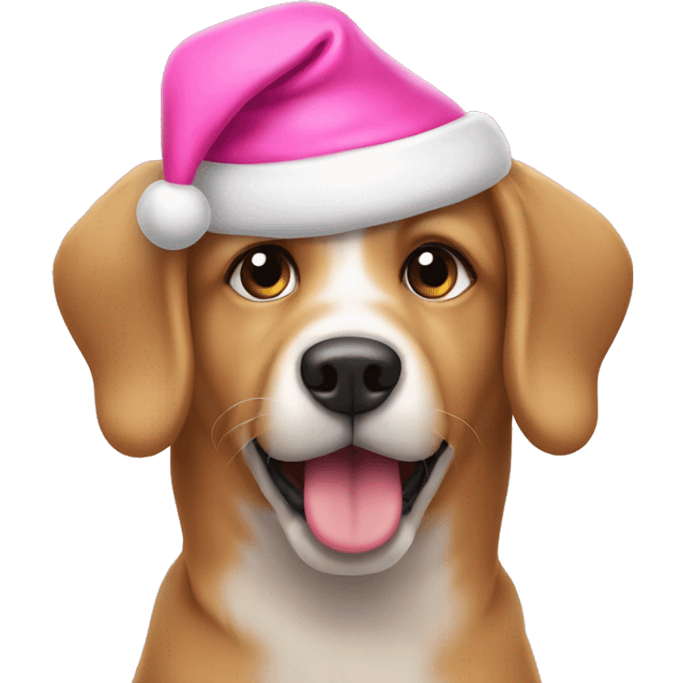 Dog wearing pink Santa hat emoji