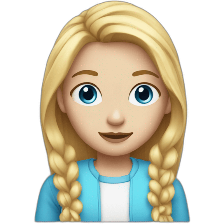 A girl with blue eyes, freckles and long blond hair emoji