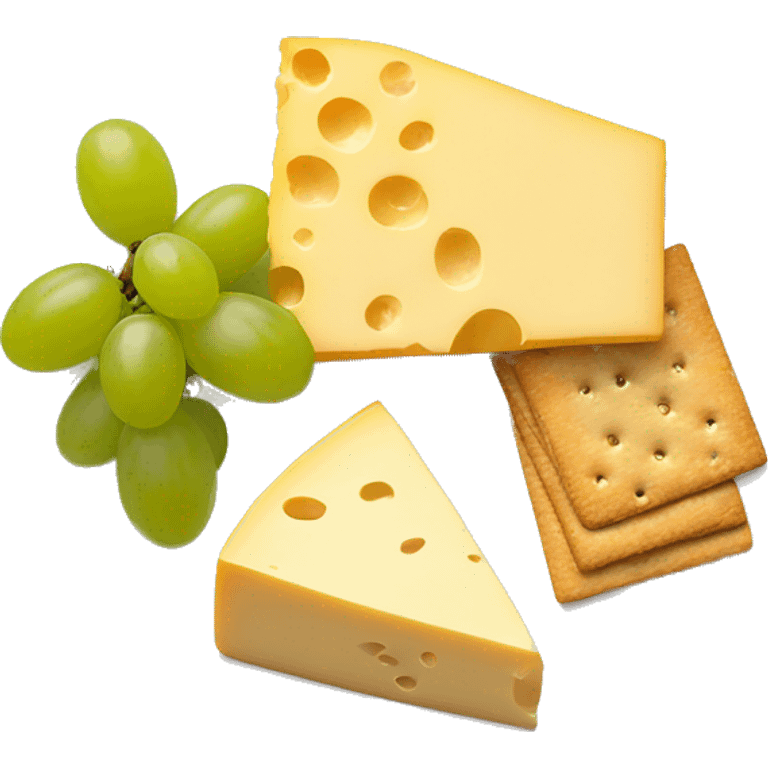 Cheese, crackers, and grapes on a plate  emoji