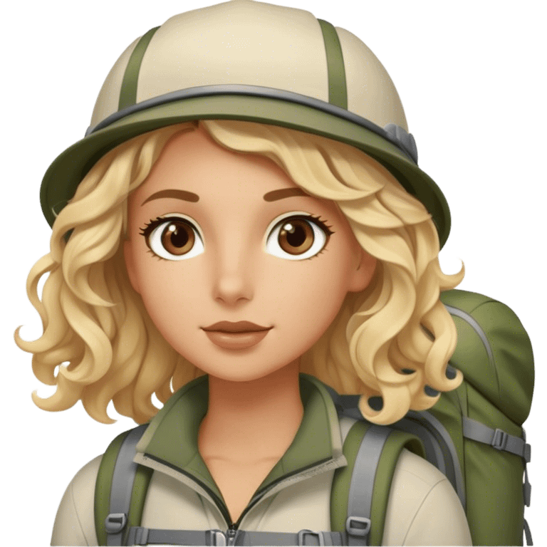 Blonde model with brown eyes, soft curls, hiking in Zion National Park emoji