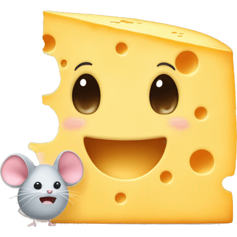 A very large block of cheese, next to it is a tiny mouse crying happy tears emoji