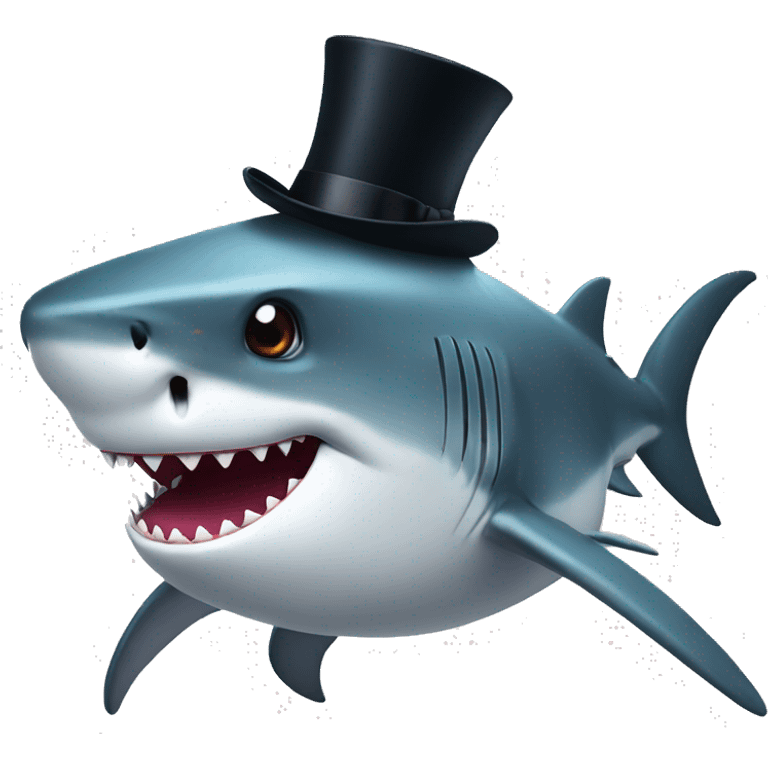 Shark with a top hat emoji