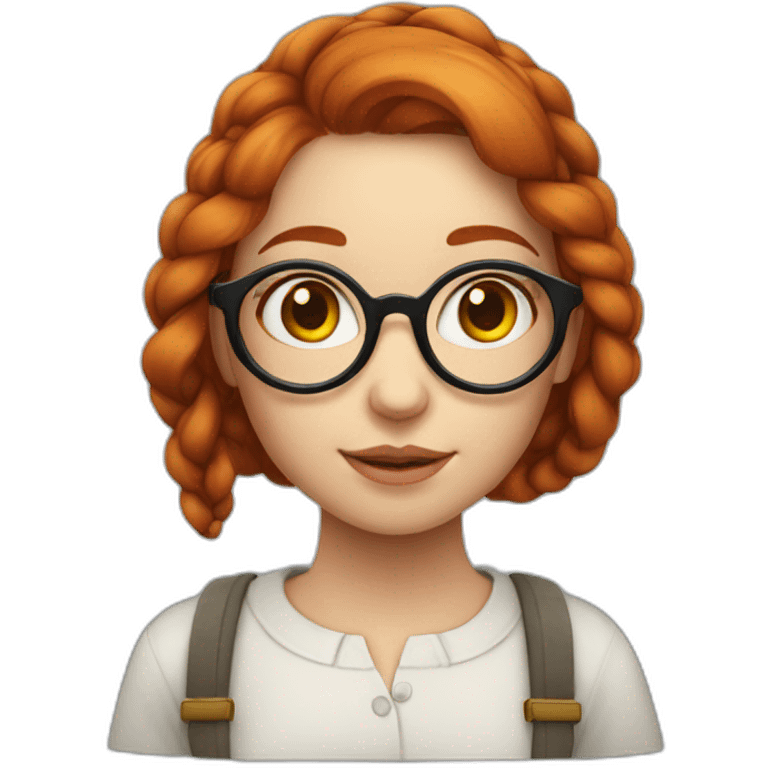 Redhead girl Artist painter with a braid and large round glasses emoji