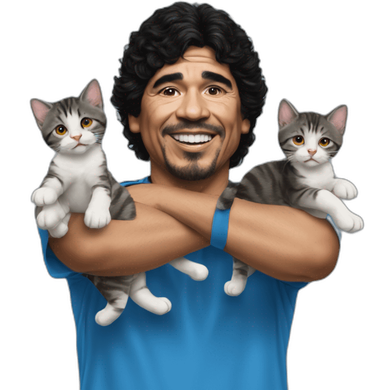 Realistic Maradona juggling kittens emoji