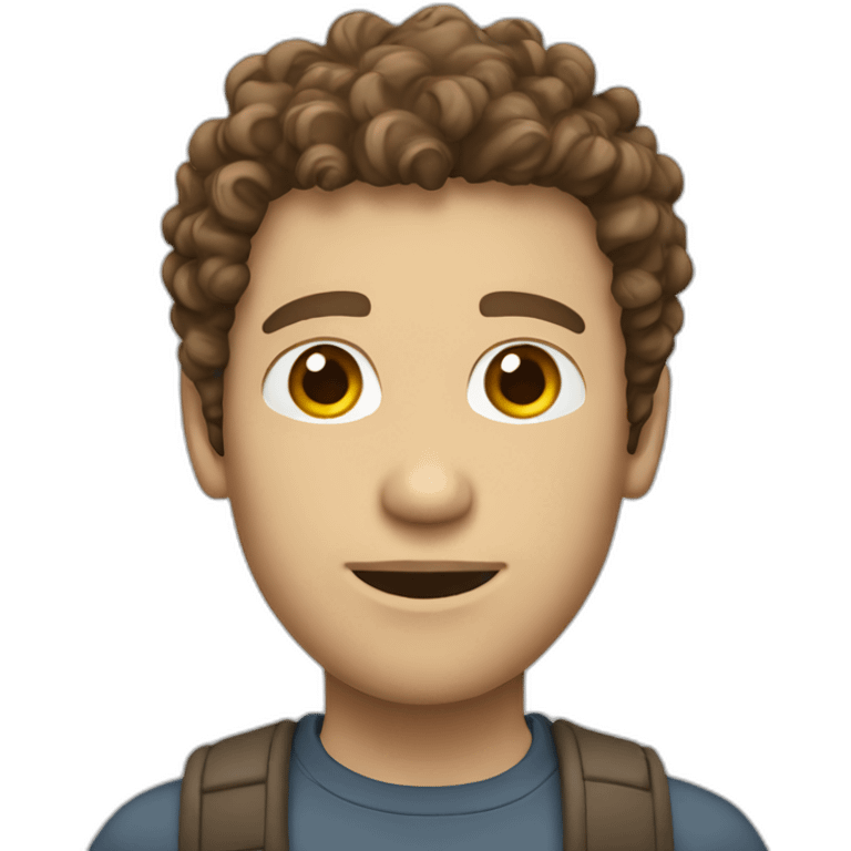 Curly brown hair coder white guy emoji