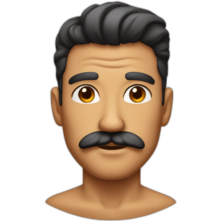 Bold man with big mustache and a skin tan and emoji