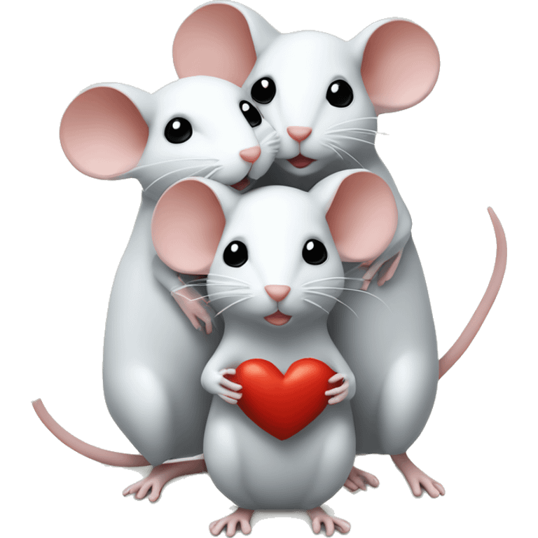 three mice holding limbs in a shape of the heart emoji