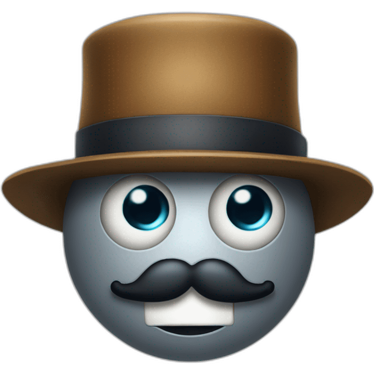 robot with one eye a mustache a bowler hatses emoji