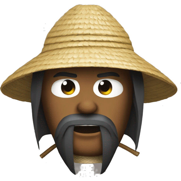 Samurai with straw hat afraid emoji