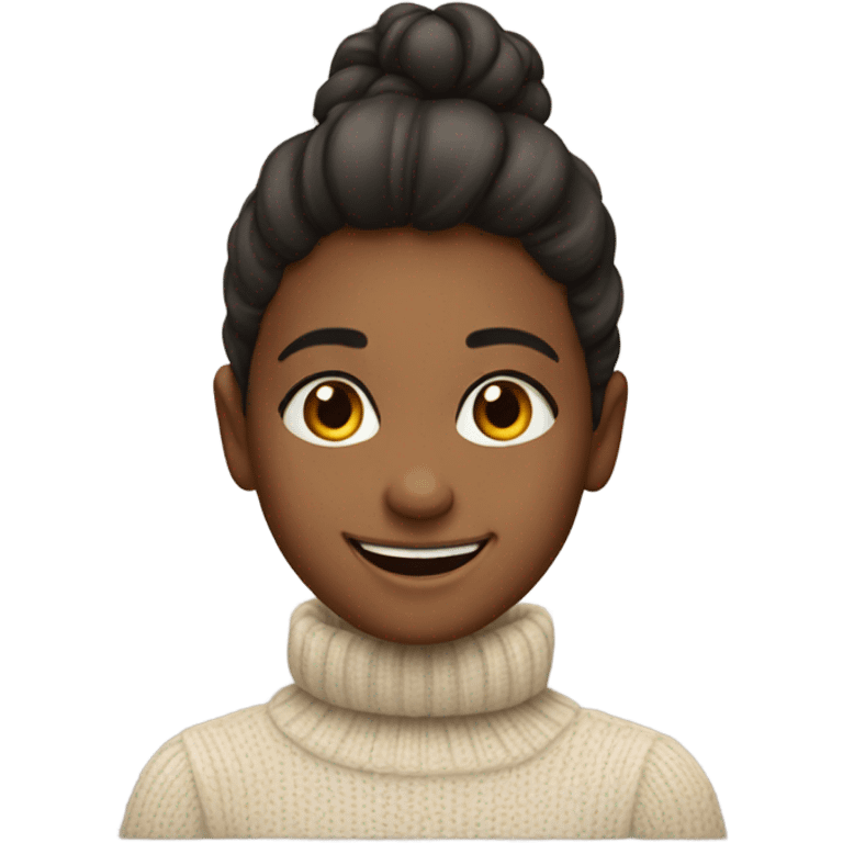 smiling girl in turtleneck sweater emoji