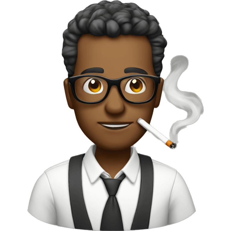 geeky man wearing sunglasses and smoking a cigarette  emoji