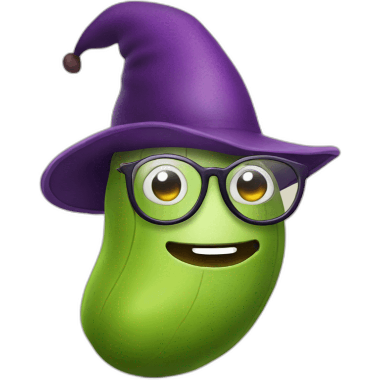 an eggplant with glasses and a hat emoji