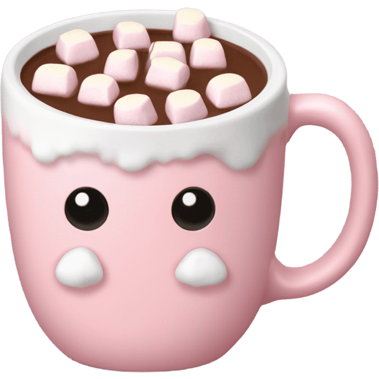 Light Pink mug of hot chocolate with marshmallows  emoji