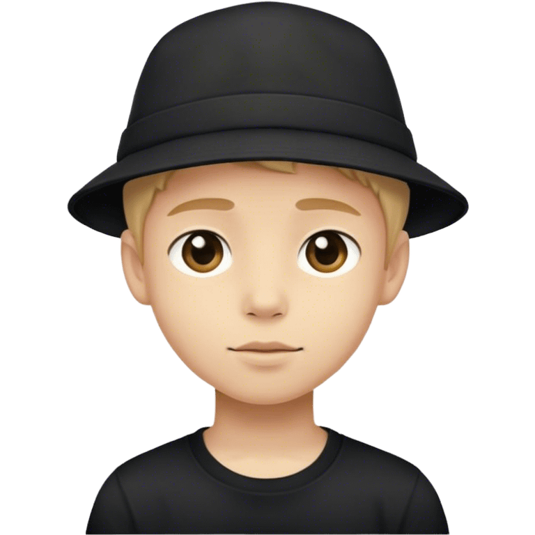 serene boy in hat black shirt emoji