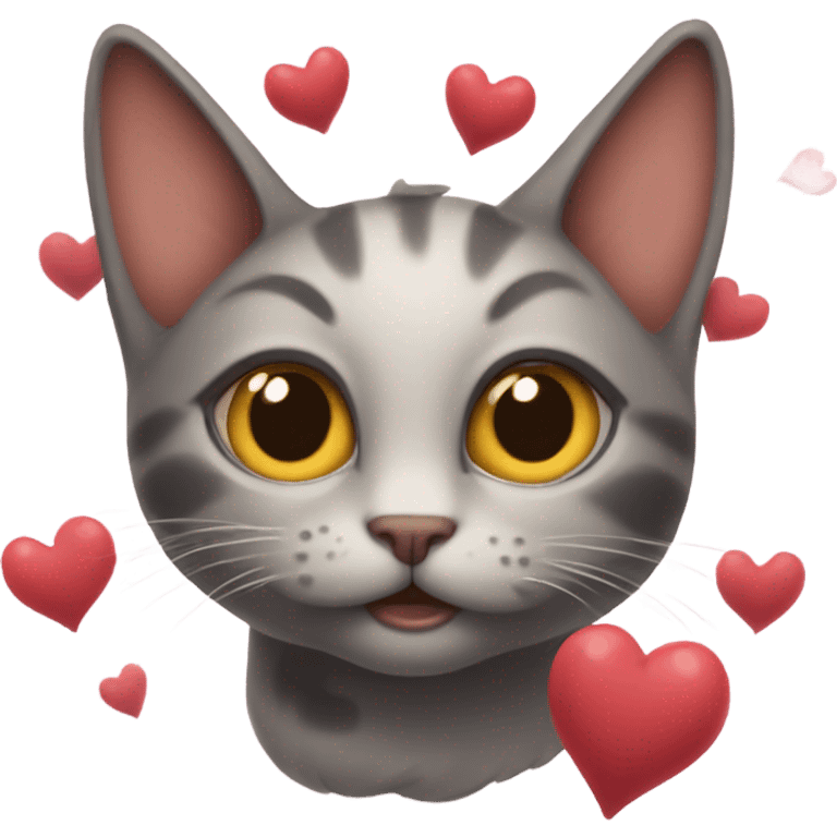 Cat with hearts on eyes and tornados around the head emoji