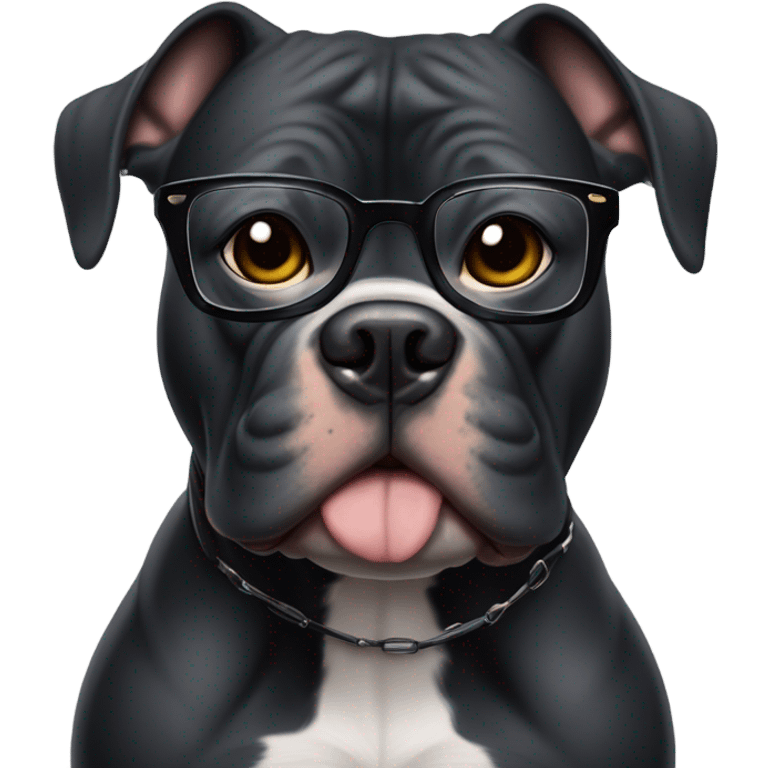 99% Black American Bully with nerd glasses emoji