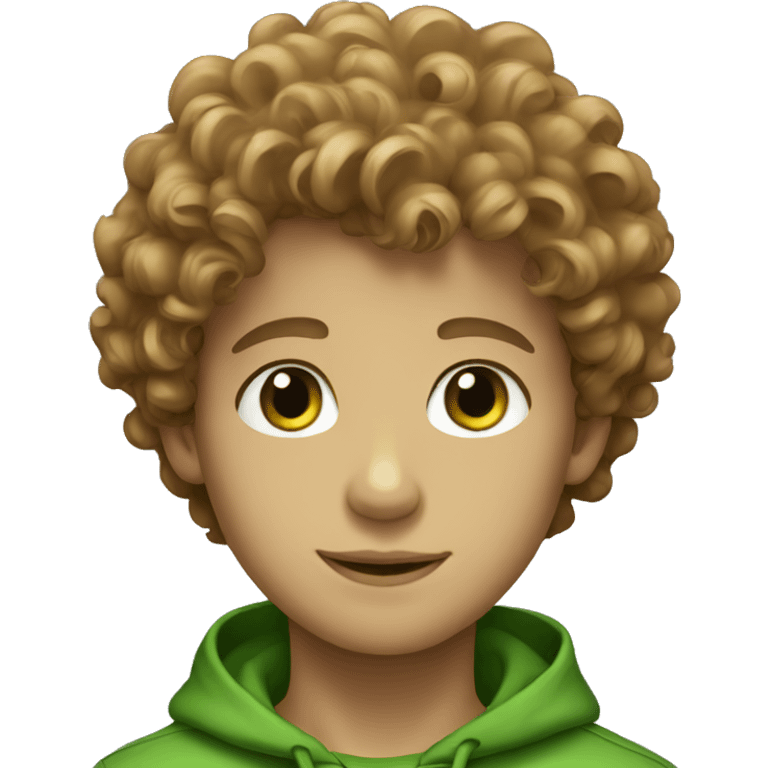 light brown curly haired boy with green eyes emoji