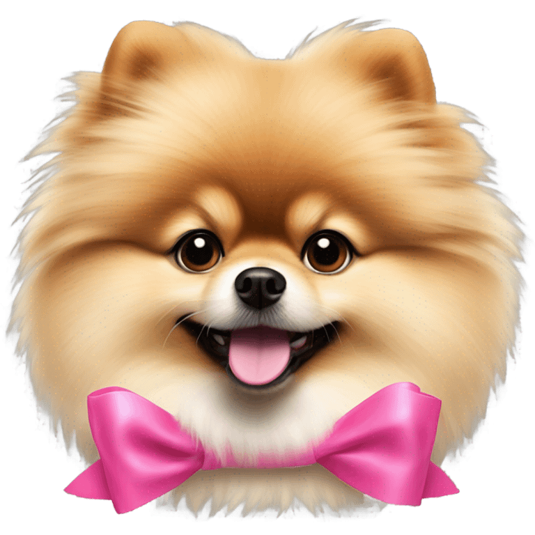 pomeranian with pink bow  emoji