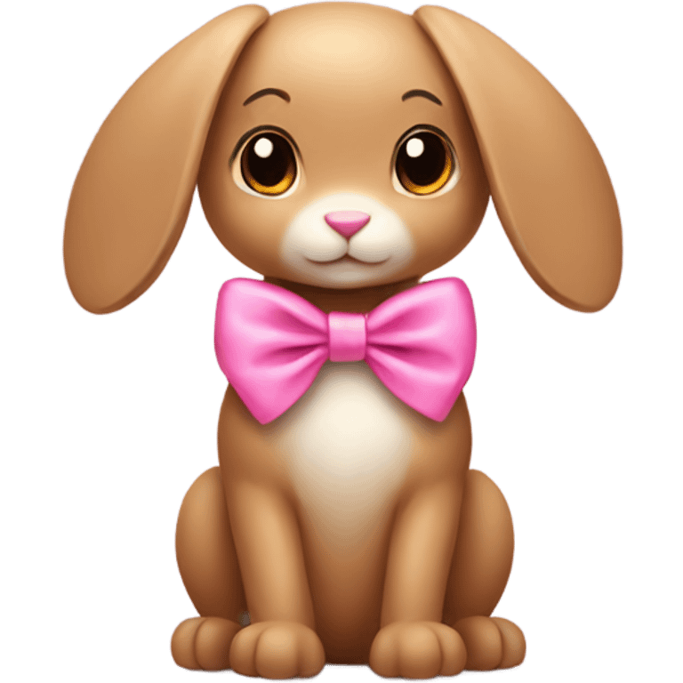 Light brown bunny with pink bow  emoji