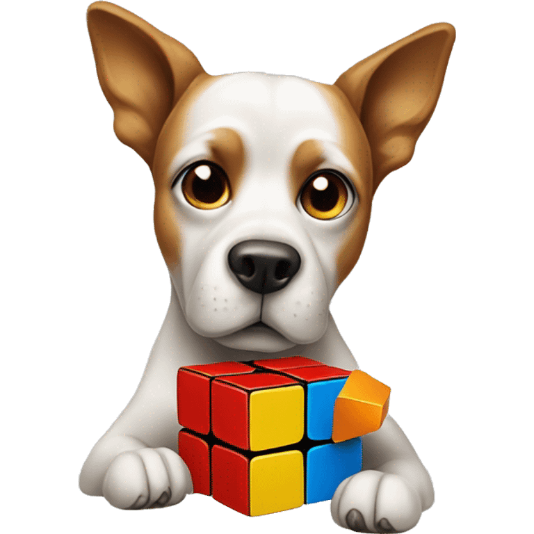 Dog with a Rubik’s cube emoji