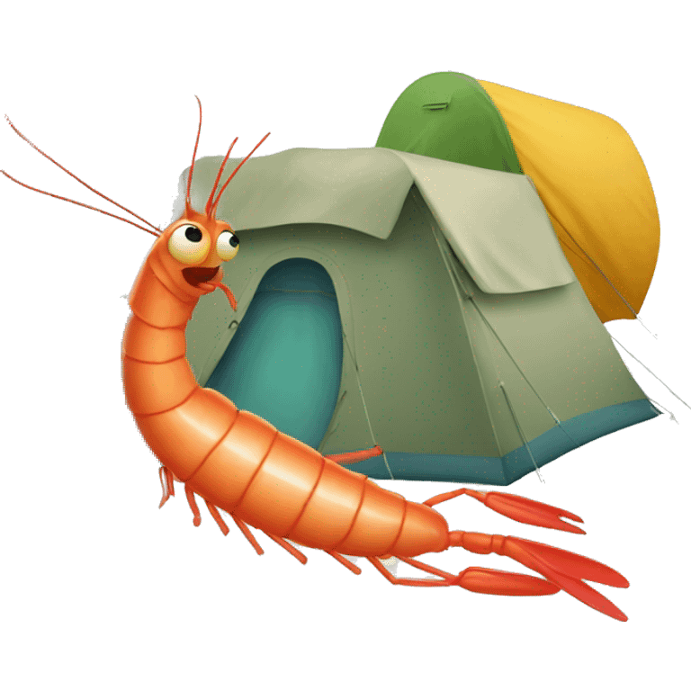 A shrimp going camping  emoji