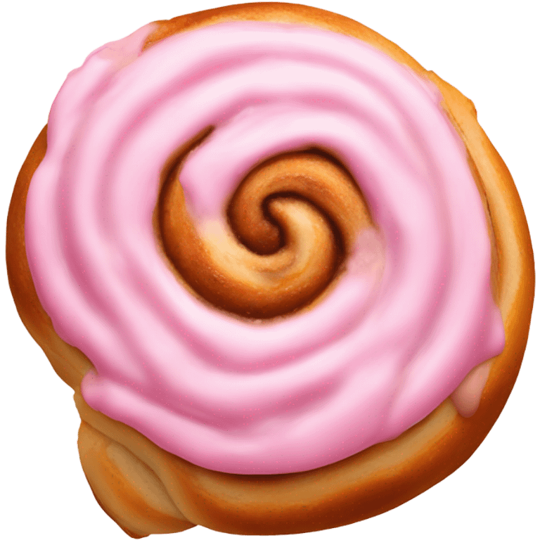 Cinnamon bun with pink icing  emoji