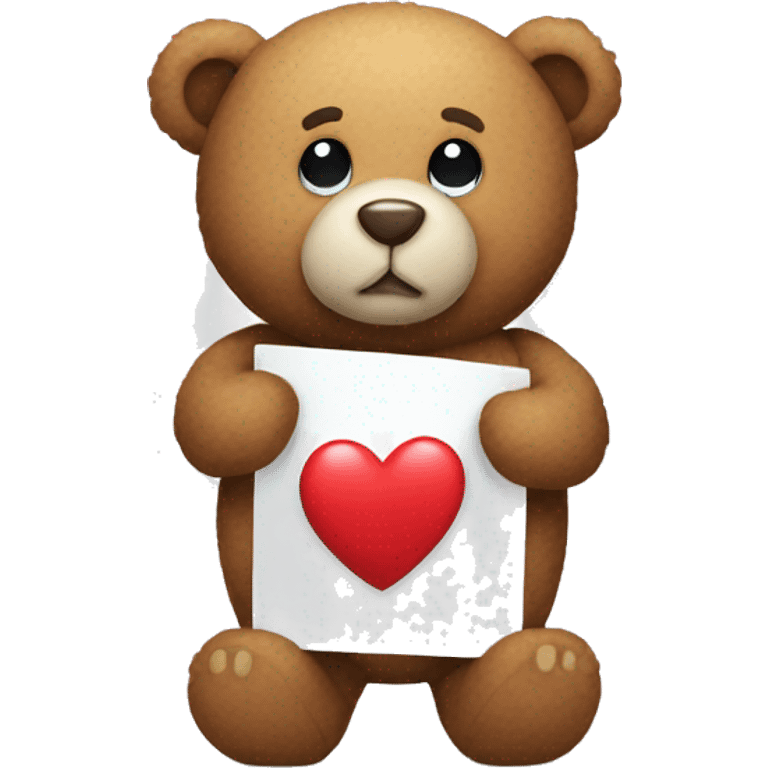 Teddy bear with a white heart emoji