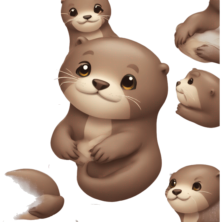 Otters surrounded by hearts emoji