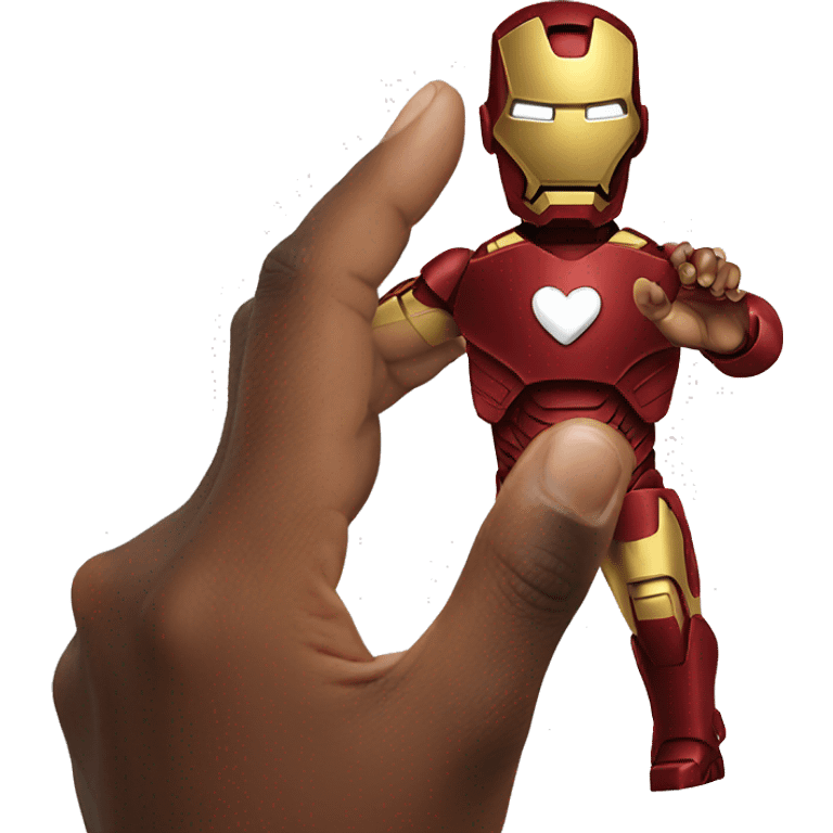 iron man making a heart with hand emoji