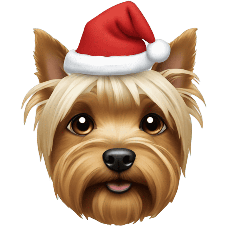 Old Yorkshire terrier Christmas hat emoji