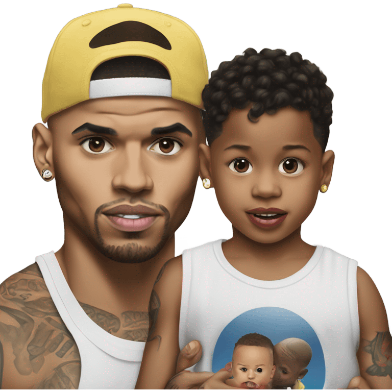 Photo Realistic Chris Brown with son aeko emoji