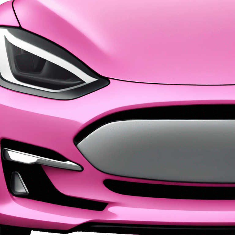 intensely pink Tesla Model 3, captured from the front view. emoji