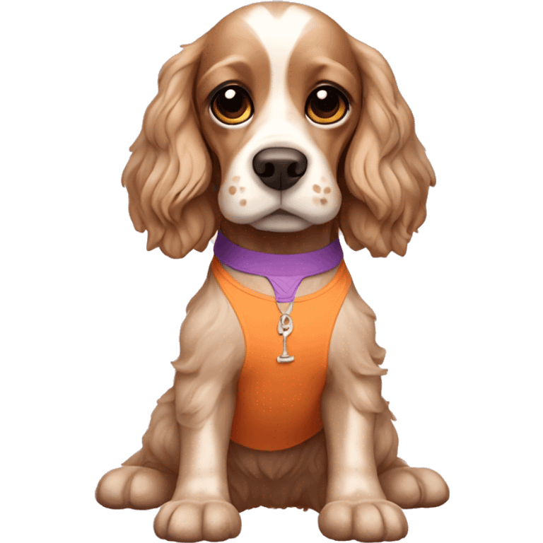 cocker spaniel wearing a yoga outfit emoji