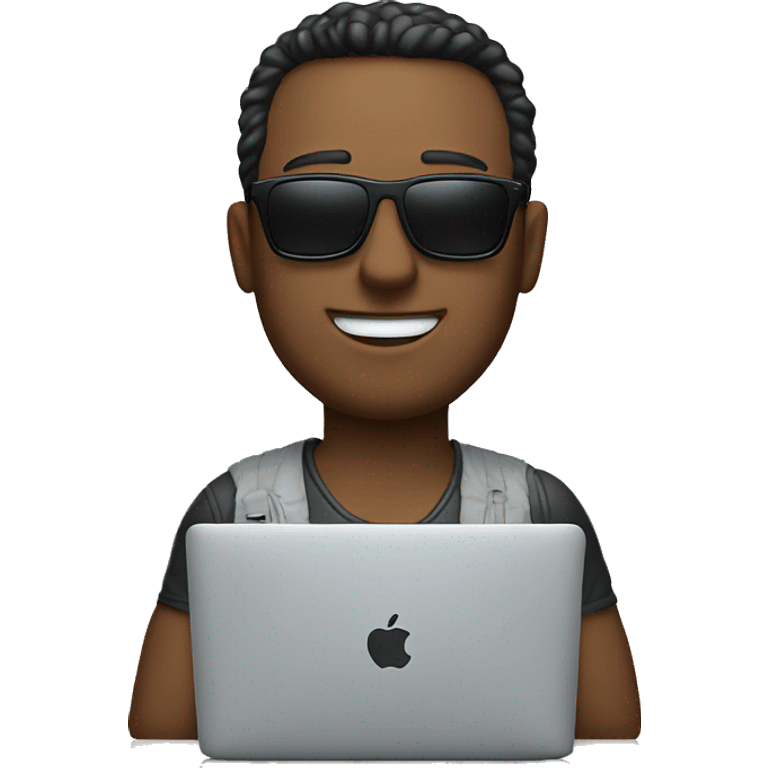 man wear sunglasses with macbook emoji