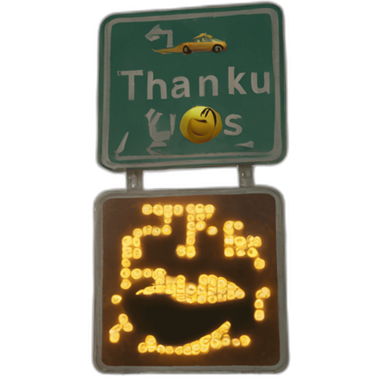 thank you on a trafic sign emoji