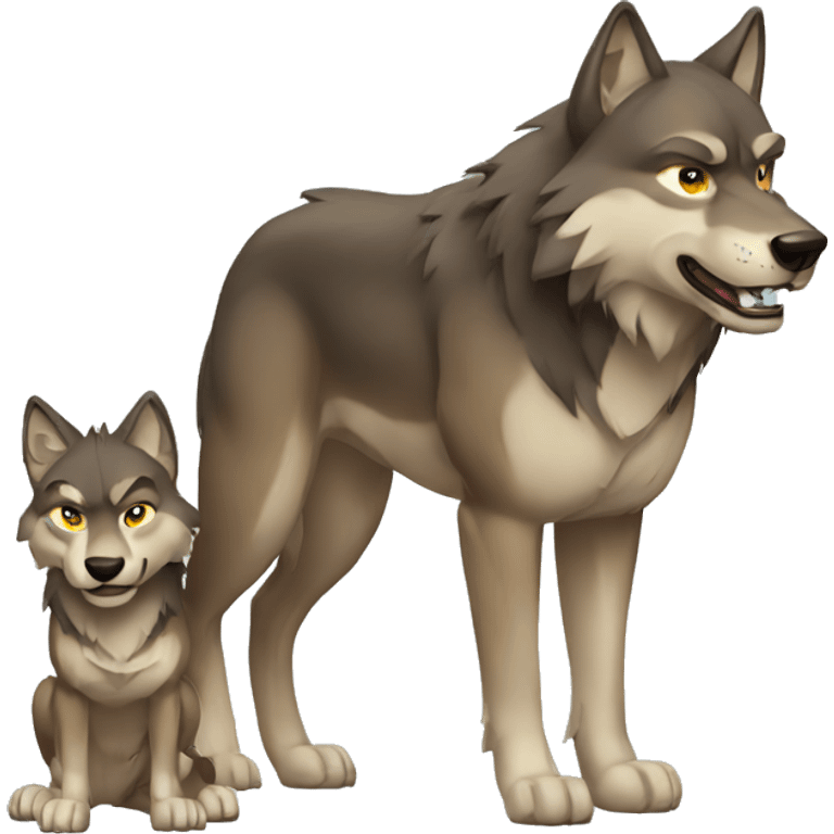 muscular wolf family emoji