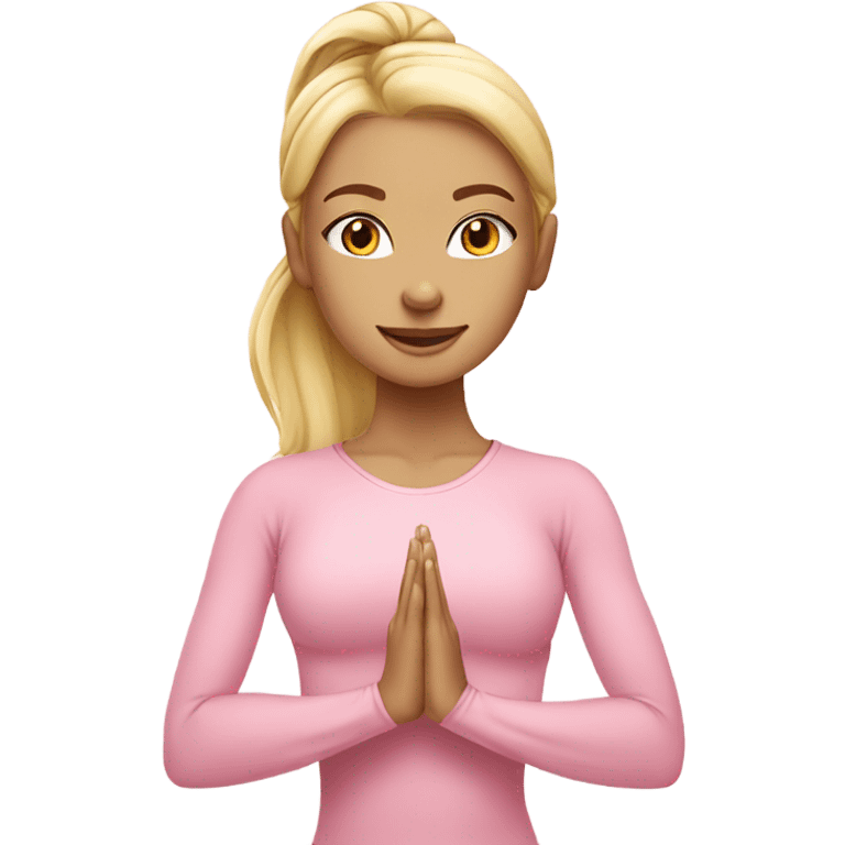 blonde yoga girl light pink clothes n emoji