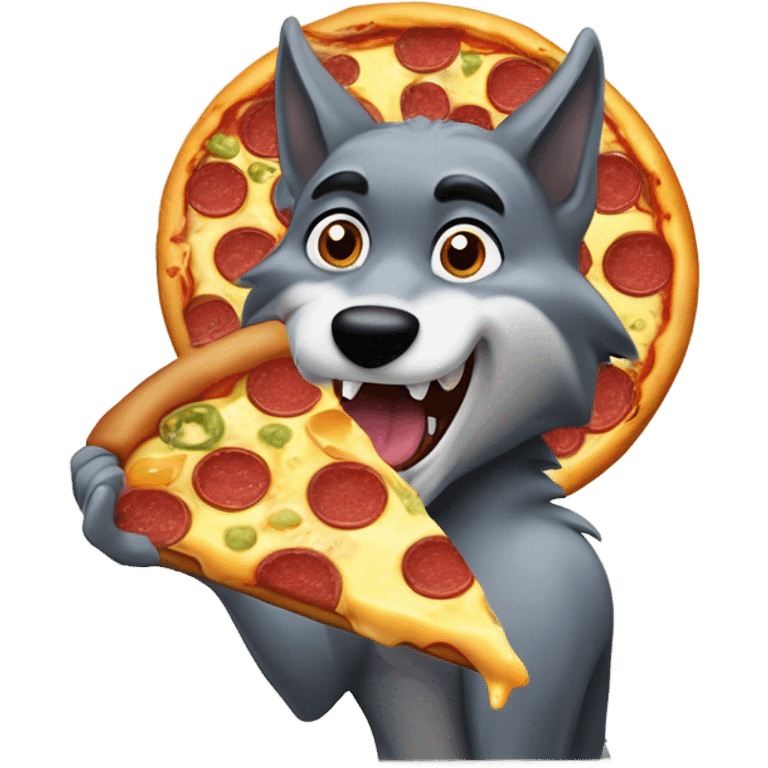 Wolf eating pizza emoji