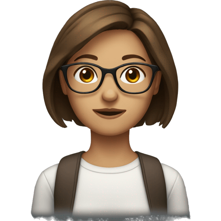 Short brown hair girl with glasses  emoji