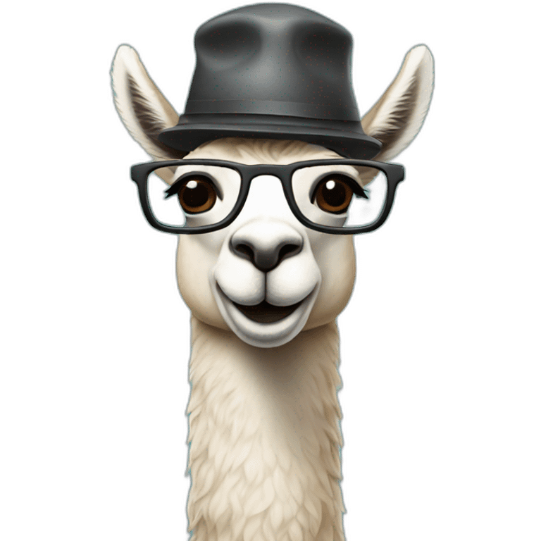 llama with a cap and glasses emoji