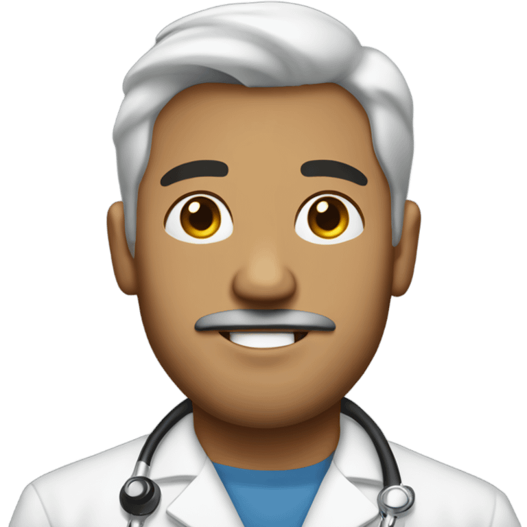 Full Latino man with goatee and plain lab coat and tshirt emoji