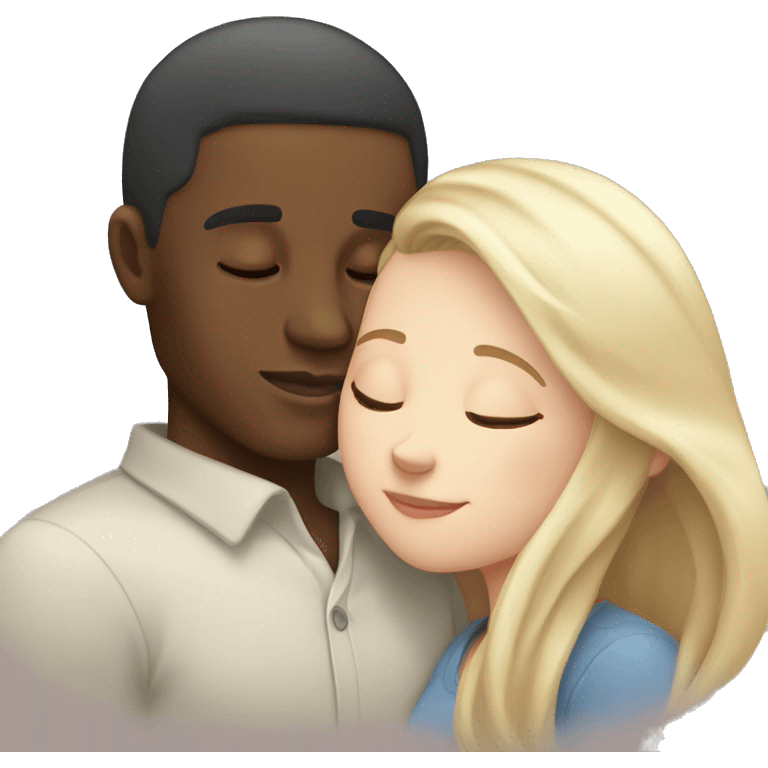 Couple Cuddle sleeping, black Guy and White brown hair girl emoji